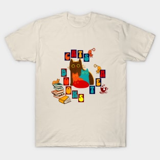 Cat, books and coffee T-Shirt